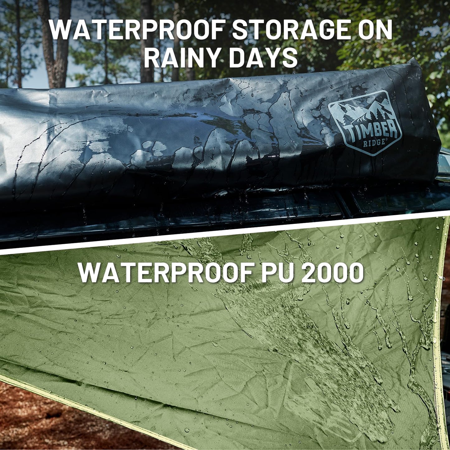TIMBER RIDGE 19x9.8ft Retractable Car Awning with Blackout Coating, 186ft² Roof Rack Pull-Out Sun Shade Overland Camping, UPF50+ Waterproof Sun Shelter for Vehicle/Truck/Jeep/SUV/Van Green