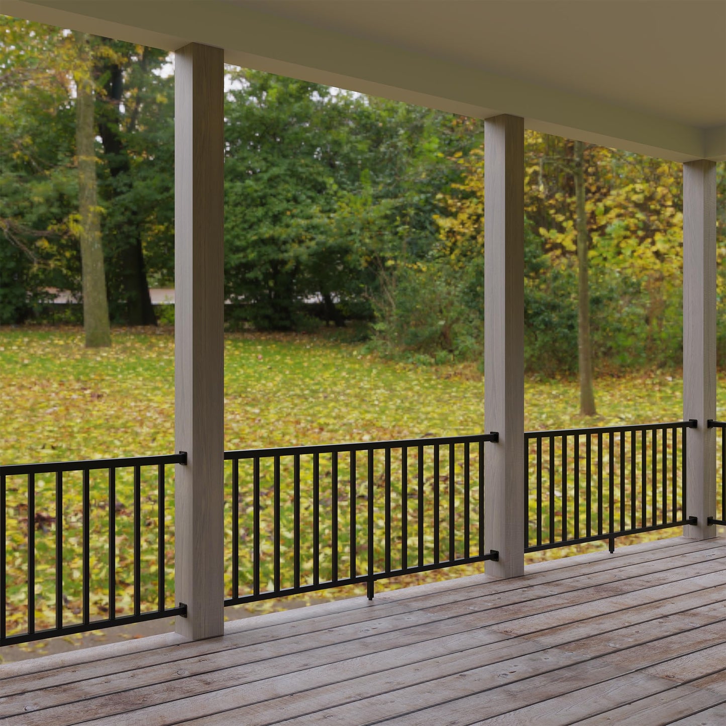 AMSOOM Railing kit-36 Inches High Heavy Duty Steel with Railings Balusters for Terraces and Courtyards Various Indoor and Outdoor Scenes(Black,6ft Wide)
