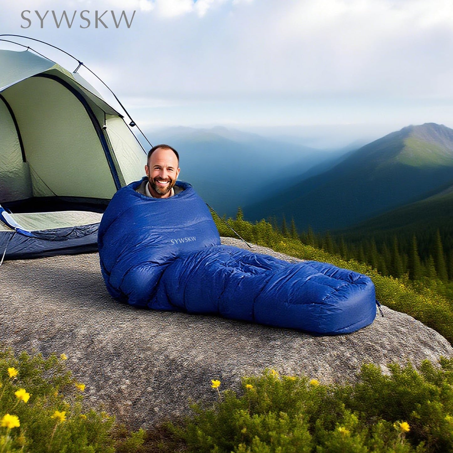 SYWSKW Down Sleeping Bag with Pillow, Ultralight Mummy Sleeping Bag for Backpacking,Hiking and Camping Outdoor with YKK Two-Way Zipper,680FP Duck Down