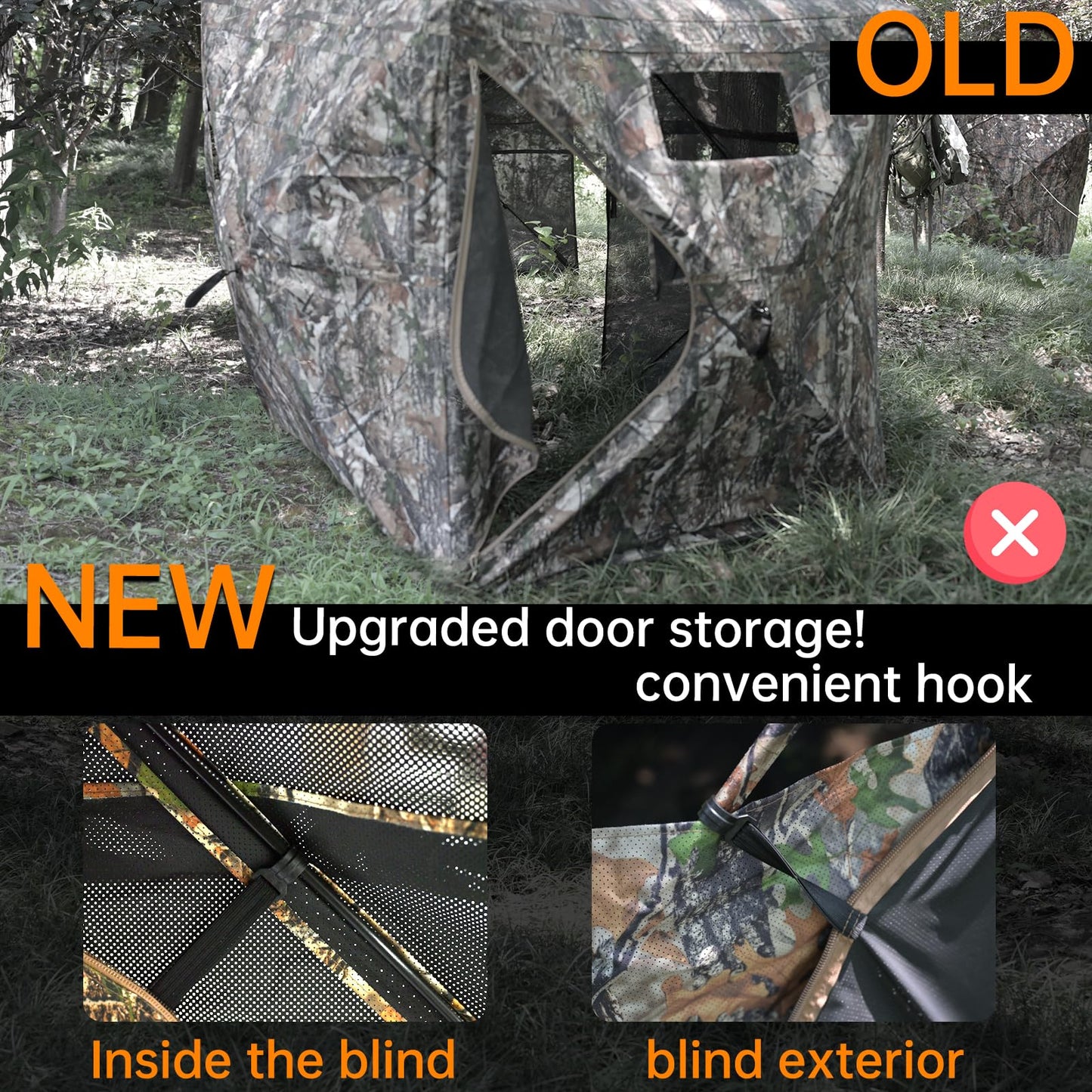 JOMAILIEEL 360 Degree See Through Ground Blinds for Deer and Turkey, Pop Up Deer Blind with Double Doors, Portable Carry Bag and Quiet- Fast Setup
