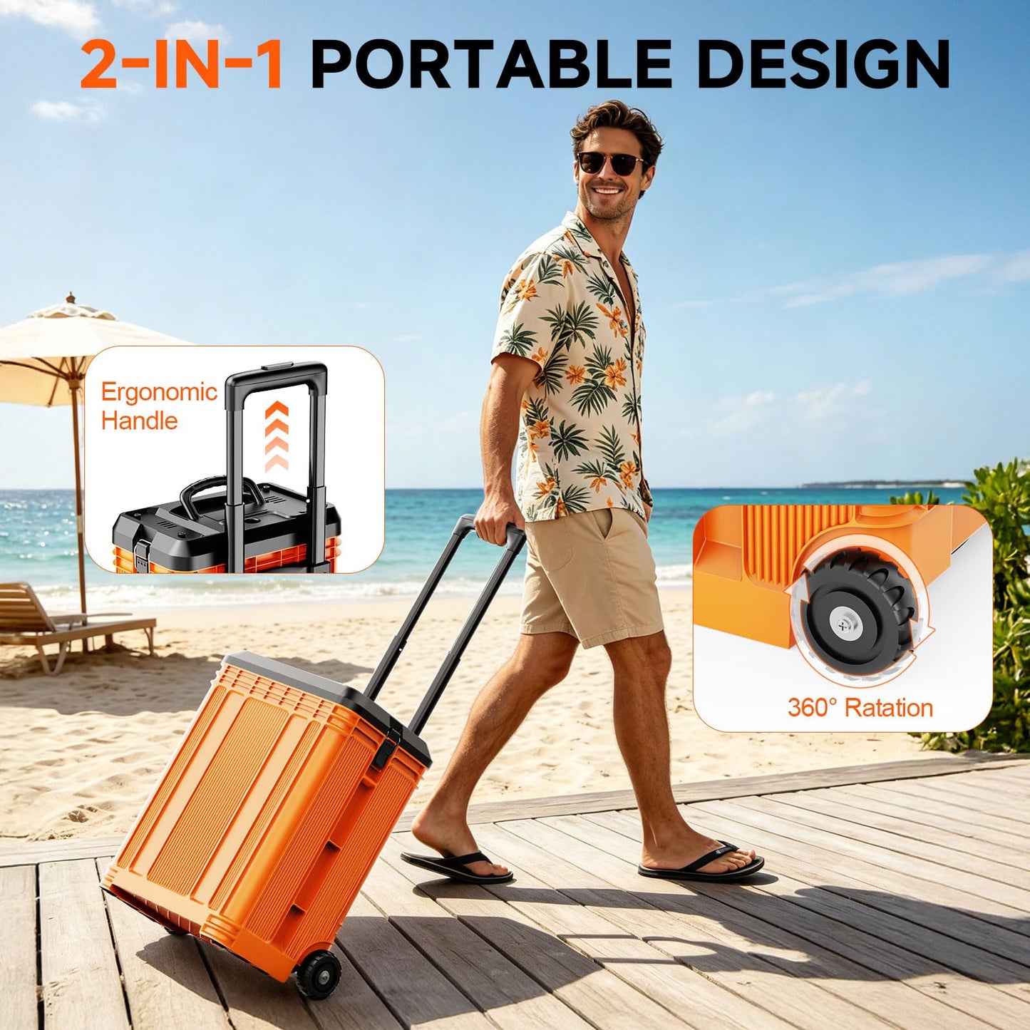 25L&30L Bucket Portable Misting Fan, 30000mAh Rechargeable Battery Powered Oscillating Cooling Fan, 4 Strong Winds, Brushless Motor Outdoor Fans for Fishing/Travel/Garden/Golf/Tent/Office