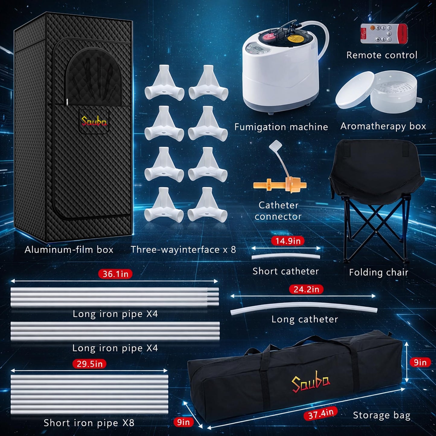 Sauba Portable Steam Sauna for Home,at Home spa,Relaxation,hot Tent,Personal Steam Room,Sauna Box,Home Sauna,Folding Chair,Remote Control,9 Levels (Quilted)
