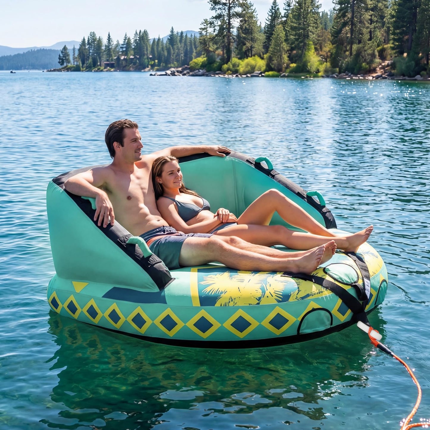 SMOOL Towable Tube for Boating, 1-4 Rider Inflatable Boat Tube with Heavy Duty 840D Nylon Cover, 0.7mm+ High-Elasticity PVC Bladder and Nylon Tow Rope Included