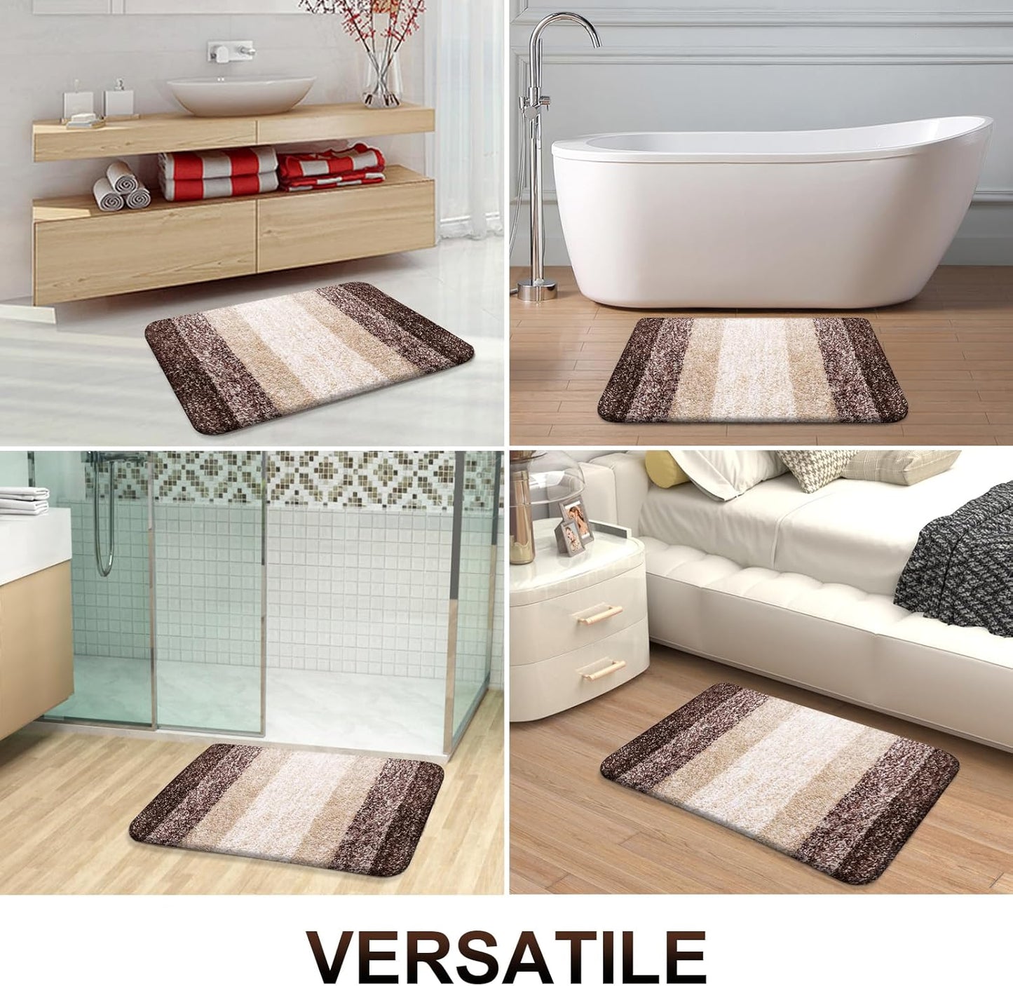 OLANLY Large Bathroom Rugs - Extra Soft Microfiber Mat 40x24 | Quick Dry & Machine Washable, Brown