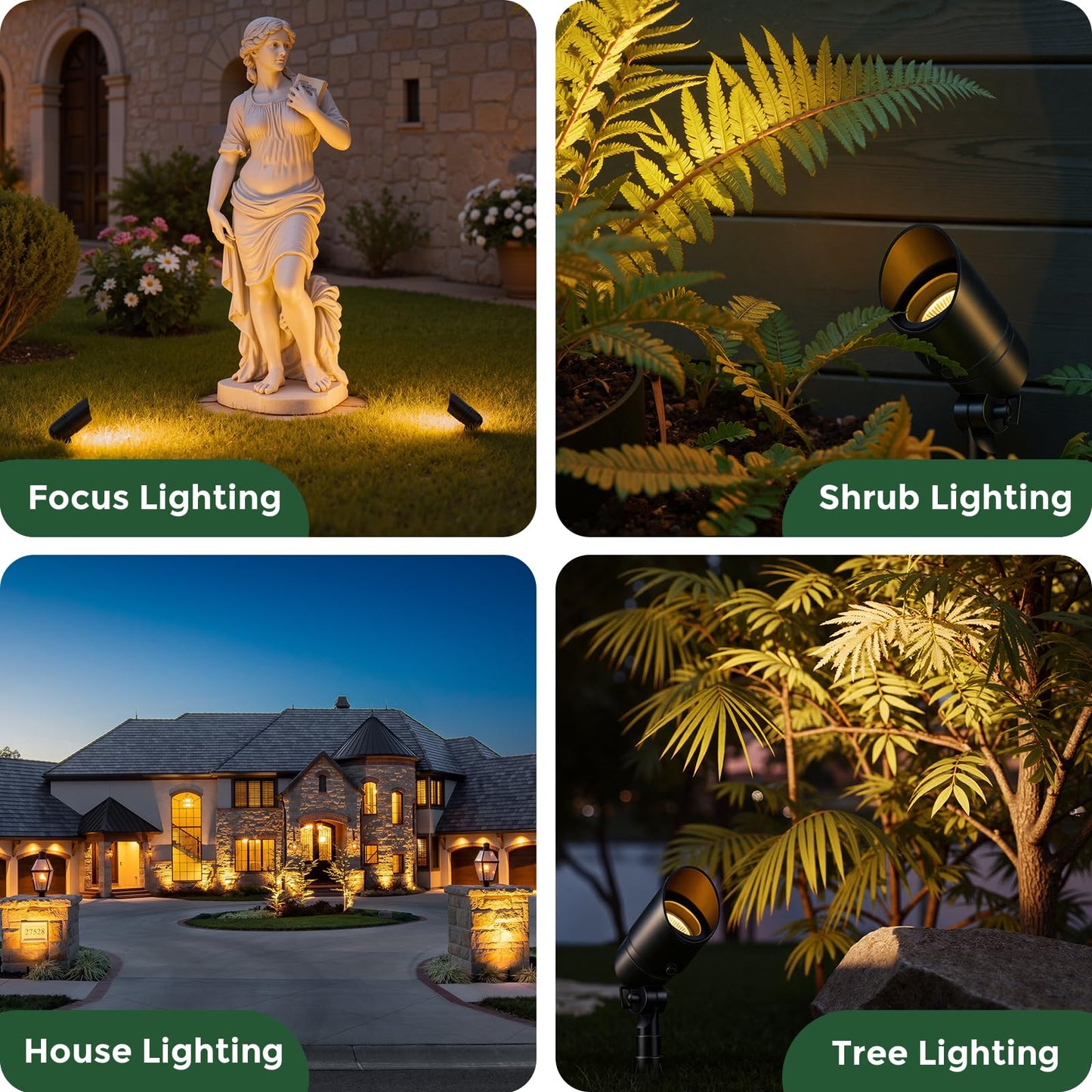 Gardencoin Low Voltage Landscape Spotlight, 12V LED Outdoor Landscape Lighting, Landscape Spot Lights Wired for Garden and Yard, Aluminum Up Lighting Fixture with 5W MR16 Replaceable Bulb (6 Pack)