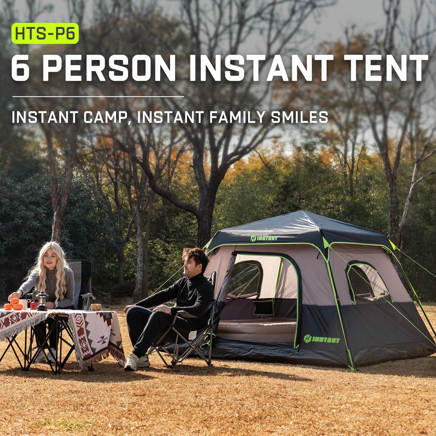 HINSTANT 4/6/8/10 Person Instant Tent, Waterproof Pop Up Tents for Camping with Rainfly, 60 Seconds Easy Setup, Automatic Cabin Tent for Family Camping with Expandable Carry Bag & Upgraded Ventilation