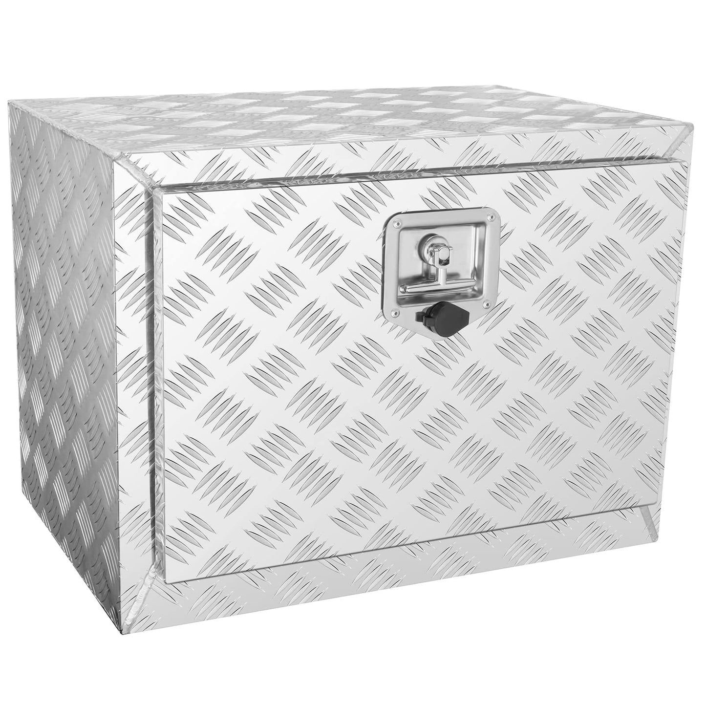 VEVOR Underbody Truck Box, 24"×17"×18" Pickup Storage Box, Heavy Duty Aluminum Diamond Plate Tool Box with Lock and Keys, Waterproof Trailer Storage Box with T-Handle Latch for Truck, Van, Trailer