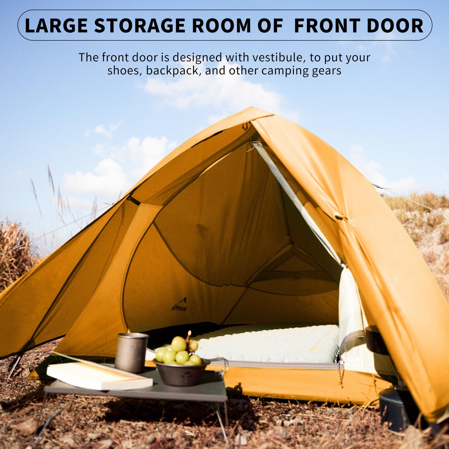 Naturehike Cloud up Base Backpacking Tent, Waterproof Lightweight 2 Person Tent for Camping, Double Layer Two Person Tent with Footprint