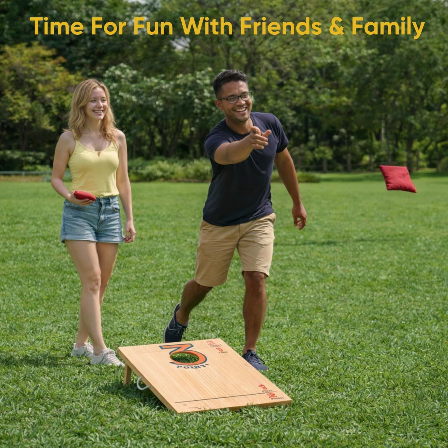 ARBORYTH Tailgate 3x2 FT Cornhole Board Set for Adults, Premium Wooden Bean Bag Toss Game with 8 All-Weather Bean Bags, Integrated Bean Bag Storage, Foldable Legs Outdoor Game - Natural