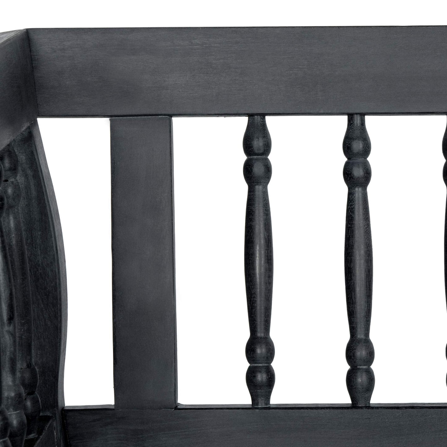 SAFAVIEH Outdoor Patio Furniture Collection – Brentwood Dark Slate Grey Distressed Acacia Wood Bench with Silver Accents, Classic Outdoor Seating for Porch or Garden (PAT6732K)