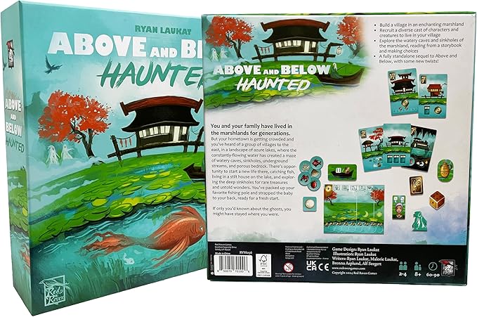 Above and Below: Haunted Board Game | Spooky Story Adventure | Red Raven Games | Light Strategy Village Building | 2–4 Players | Ages 8+ | Cards Dice & Ghostly Encounters