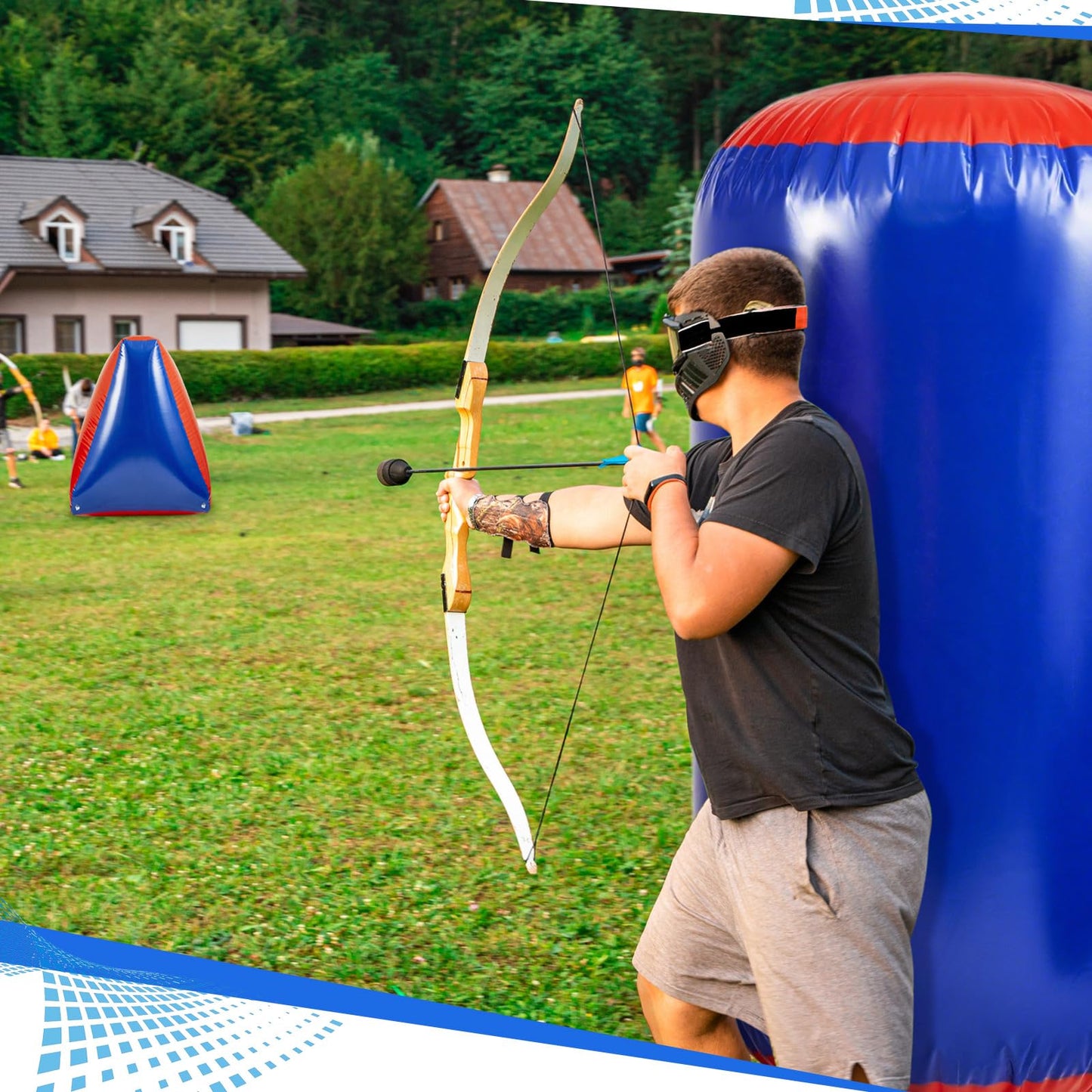 VioraWhite 8 Pcs Inflatable Air Bunker Set Inflatable Obstacles with Pump for Paintball, Airsoft, Archery Tag, Laser Tag, Water Gun, Soft Foam Rifle (Cylindrical Shape)