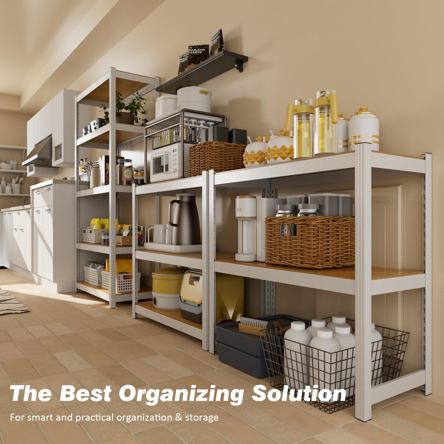 VDEVY 36" W x 16" D x 72" H Closet Storage Shelves,5 Tier White Metal Shelving Unit,Adjustable Heavy Duty Garage Shelves,Utility Rack Organizer Shelf for Kitchen Pantry Closet Garage