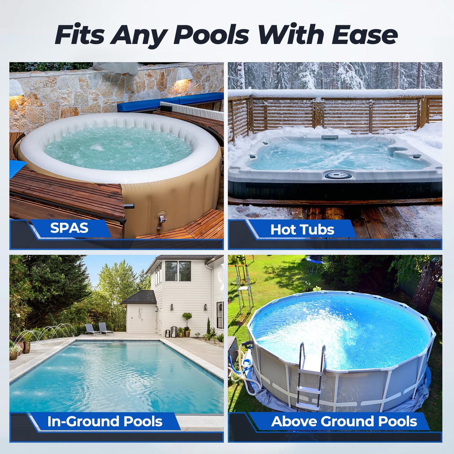 Pool Vacuum for Above Ground Pool, JESIMAIK 18.5 GPM Suction Rechargeable Pool Cleaner with Telescopic Pole, 60Min Runtime, Fast Charging Pool Vacuum for Above Ground or Inground Pools, Spas, Hot Tubs