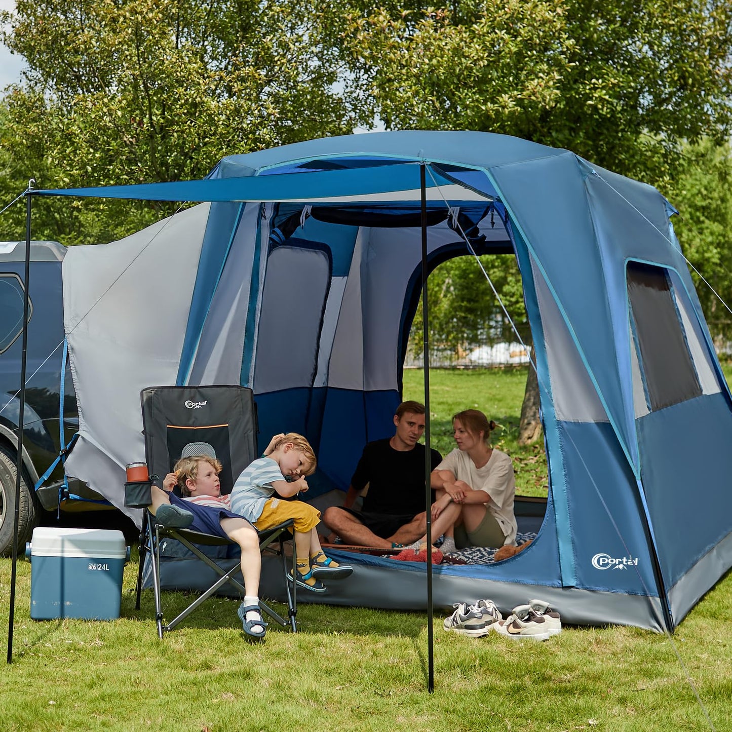 Portal 5-Person SUV Tent with Porch, 2-in-1 Car Camping Tent, Water-Resistant & Windproof, Trunk Tent with 2 Doors for Travel & Outdoor Adventures