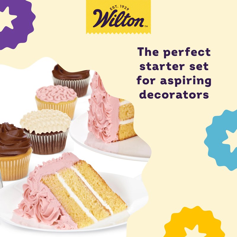 Wilton Beginning Buttercream Decorating Set - Cake Decorating Kit with Piping Tips & Disposable Icing Bags - Quality Baking Tools - 20-Piece Set