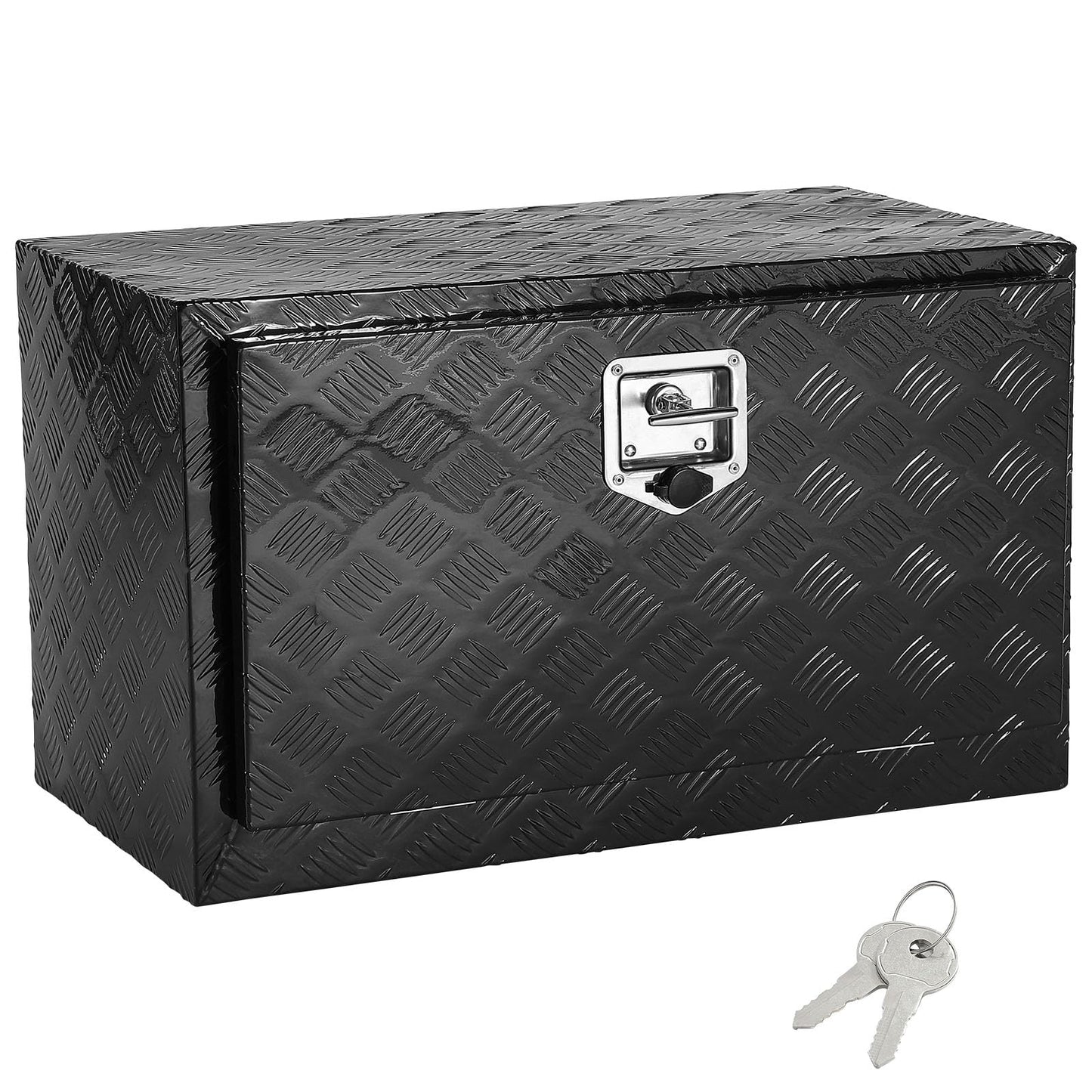 VEVOR Underbody Truck Box, 30" x 17" x 18" Pickup Storage Box, Heavy Duty Aluminum Diamond Plate Tool Box with Lock and Keys, Waterproof Trailer Storage Box with T-Handle Latch for Truck, Van, Trailer