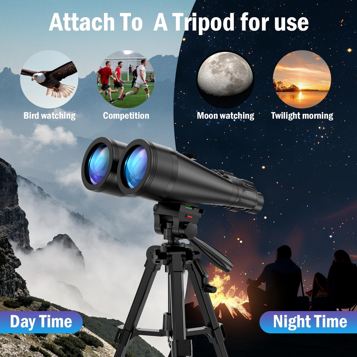 20x80 Astronomy Binoculars for Adults, High Power Stargazing Binoculars with Bak4 Prism, Low Light Vision for Moon Observation & Wildlife Watching, Includes Tripod,Tripod Adapter and Carrying Case