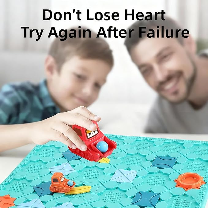 Board Game Logical Road Builder Game for Kids – 206 Challenges Brain Teaser Puzzle Educational STEM Toy Compatible with Block Brands No Batteries Gift for Boys & Girls Ages 3 4 5 6 7 8