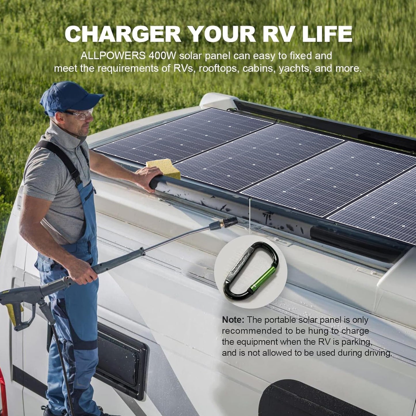ALLPOWERS SP037 400W Portable Solar Panel, 23% Efficient IP66 Waterproof Foldable for RV Camping Home & 12V Systems, Compact Power Solution