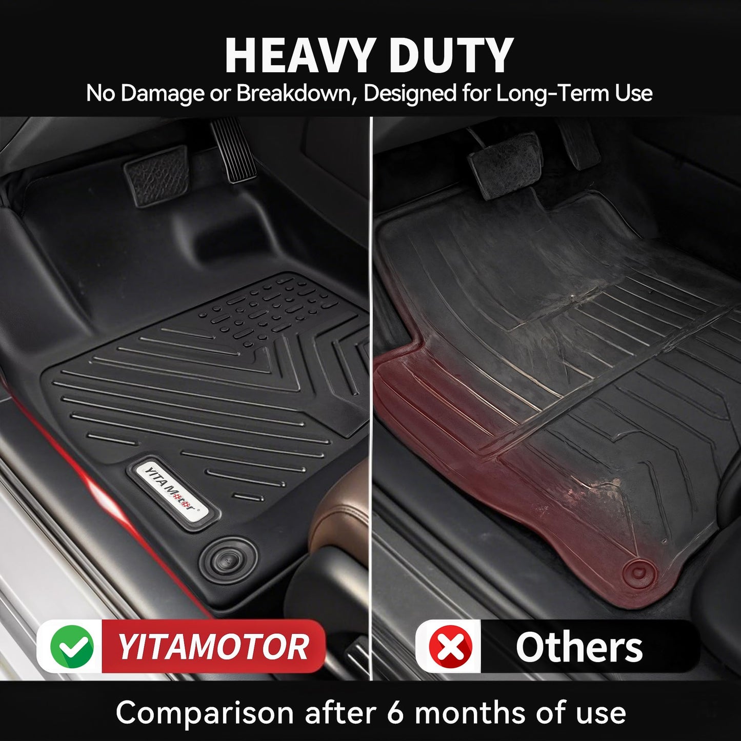 YITAMOTOR Floor Mats Fit for 2012-2016 Ford F250/F350/F450/F550 Super Duty SuperCrew/Crew Cab, TPE All Weather Custom Fit Floor Liner for F-250/F-350/F-450/F-550 Carpet Floor, 1st & 2nd Row Mats Black