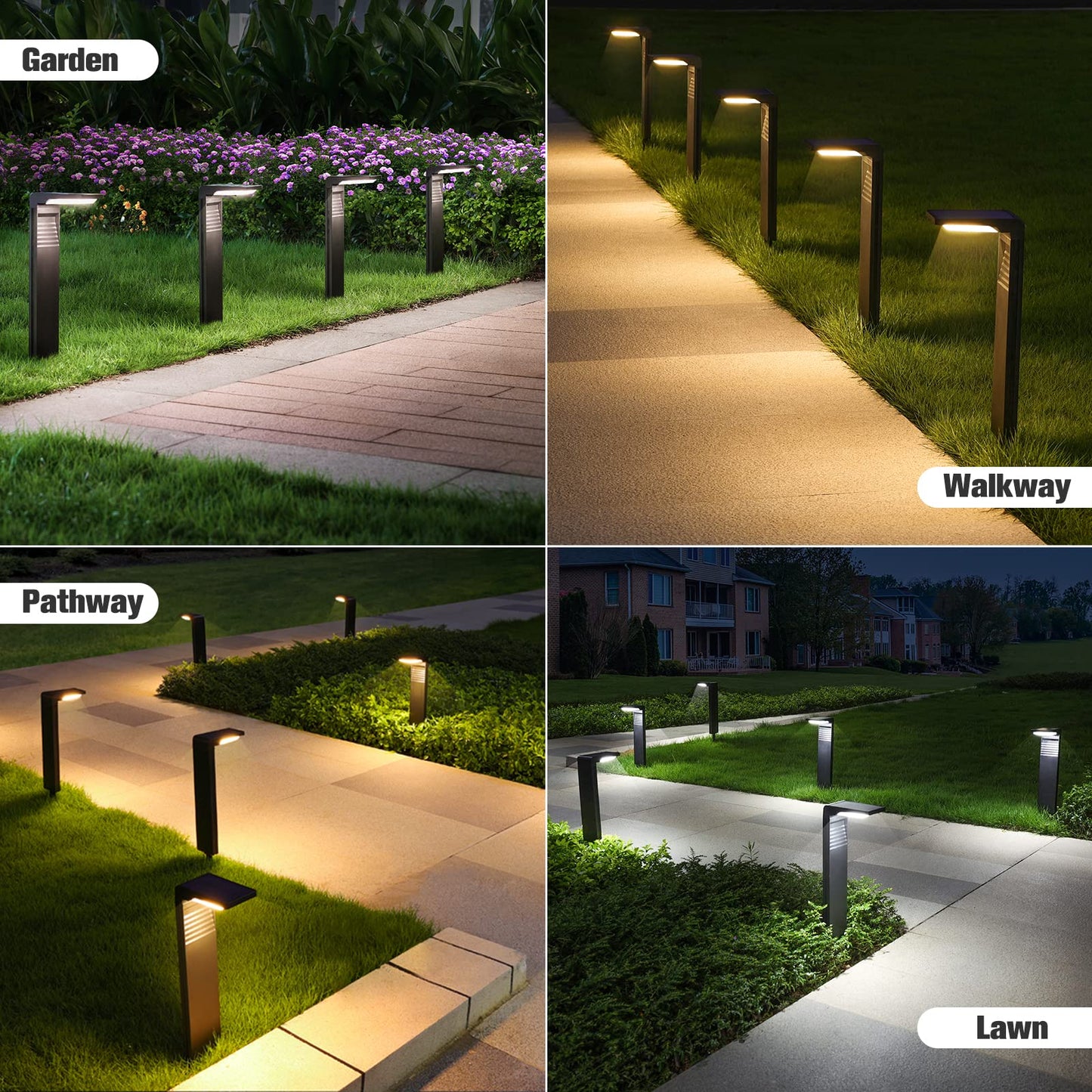 JOFIOS Solar Pathway Lights 6Pack with Warm White and Cool White Mode, Modern Solar Path Lights Outdoor Waterproof, Perfect Solar Lights for Backyard, Lawn, Driveway, Walkway, Garden Decorative.