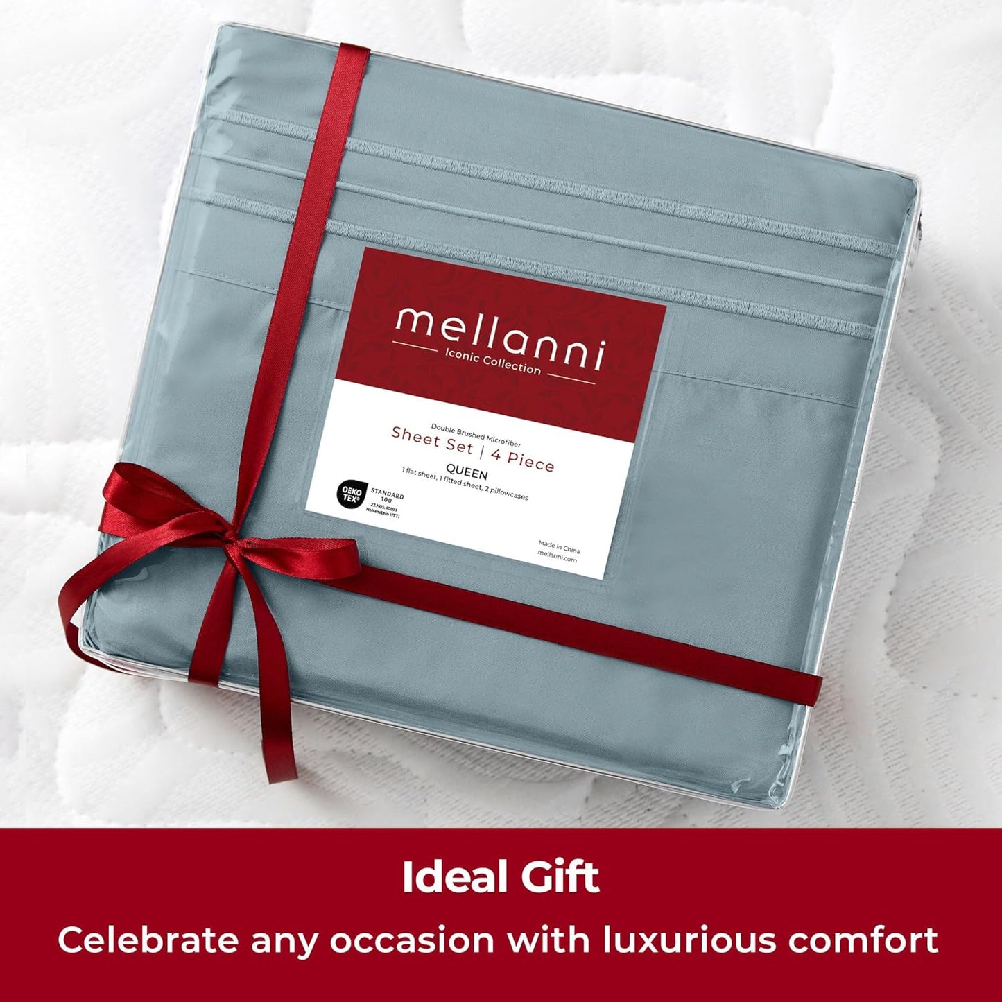 Mellanni Extra Deep Twin Sheets - Hotel Luxury Bedding Set | Ultra Soft, Cooling, Wrinkle-Resistant (Twin, Spa Blue)