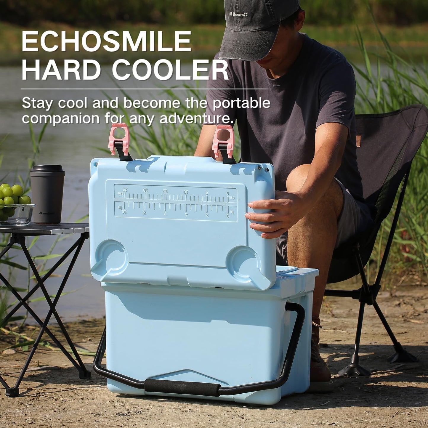 EchoSmile 18 Quart Rotomolded Cooler, Portable Hard Ice Chest, Suit for BBQ, Camping, Pincnic