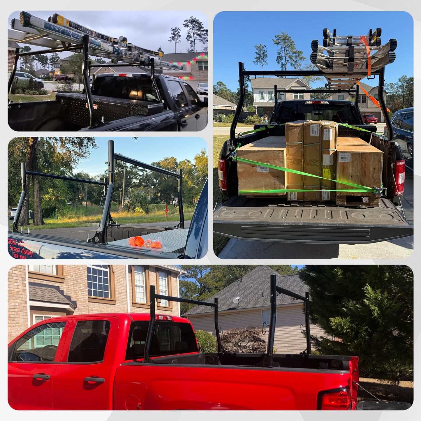 JY PERFORMANCE Truck Ladder Racks 800Ibs Capacity Extendable Pick-up Truck Bed Ladder Rack, Universal Heavy Duty (NO Drilling)