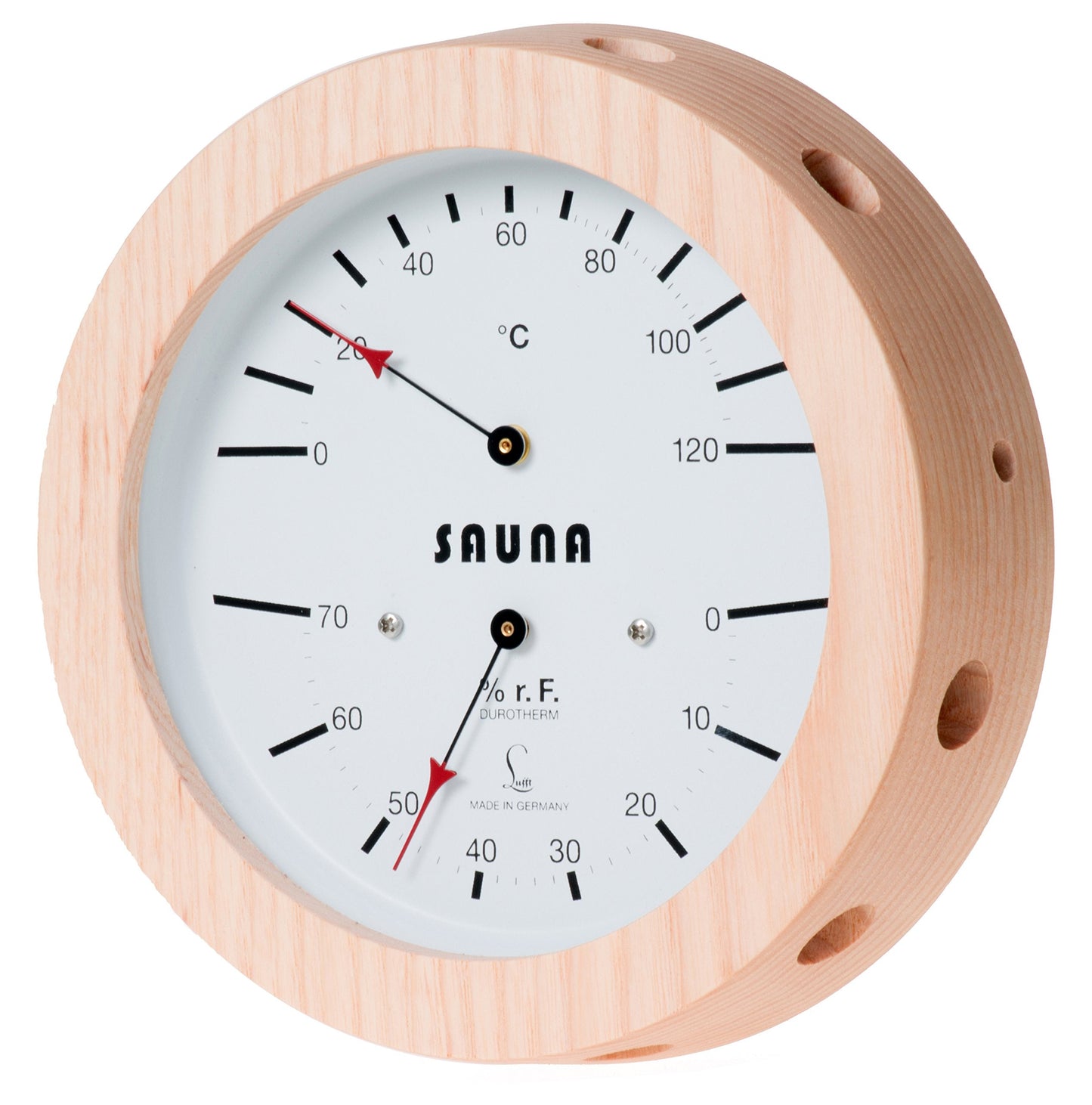 Lufft Sauna Thermometer + Hygrometer 6.3", Natural Wood, 5076.00 (°C Version)