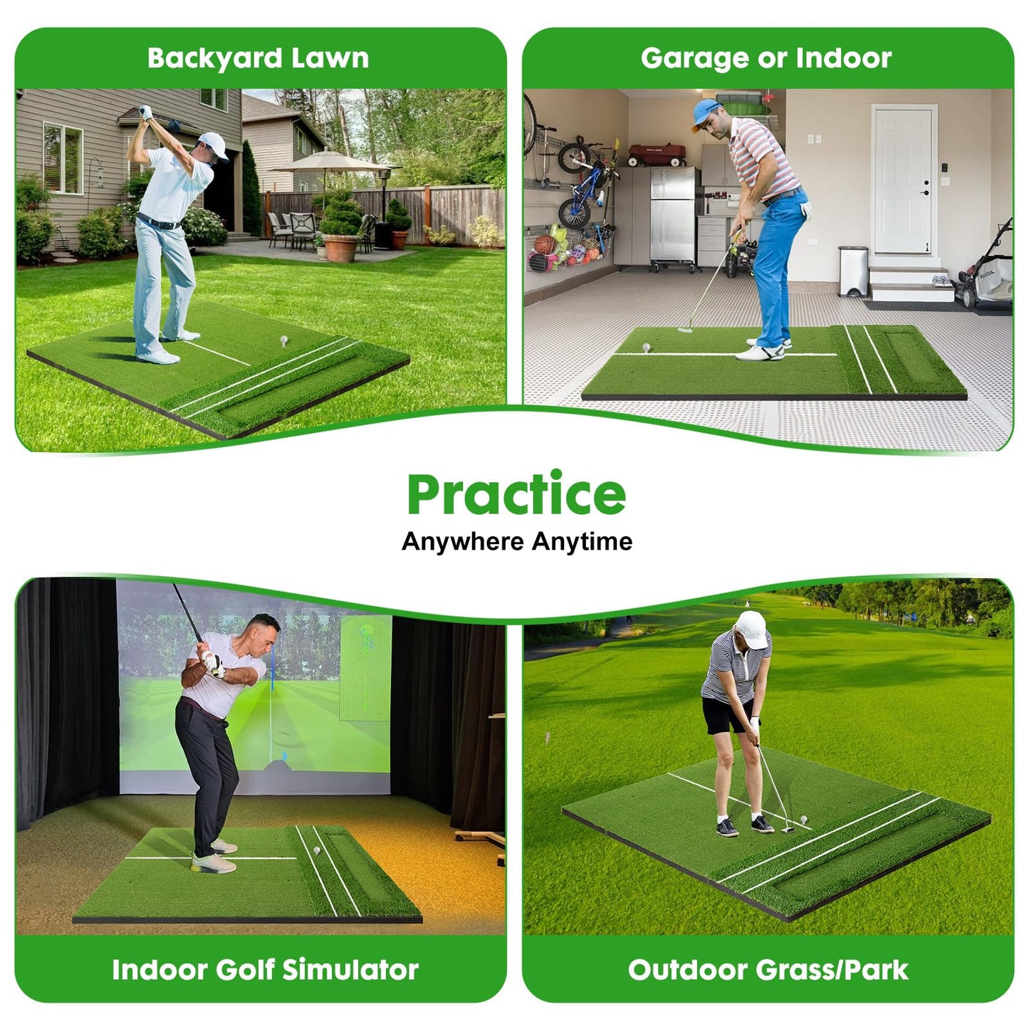 RELILAC 5x4ft Golf Mat with Ball Tray, 26mm Thickened Golf Hitting Mats for Backyard, Driving Range, Indoor & Outdoor Practice, Turf Matt with 3 Tees for Chipping Swing Driving Training