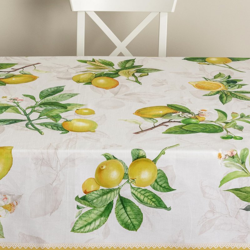 Maison d' Hermine Table Cloth Rectangle Table 100% Cotton 70 x 90 Inches Tablecloth Reusable Decorative for Dining Kitchen Room Farmhouse Home Gifts for Mothers Day Spring Summer - Limoncello