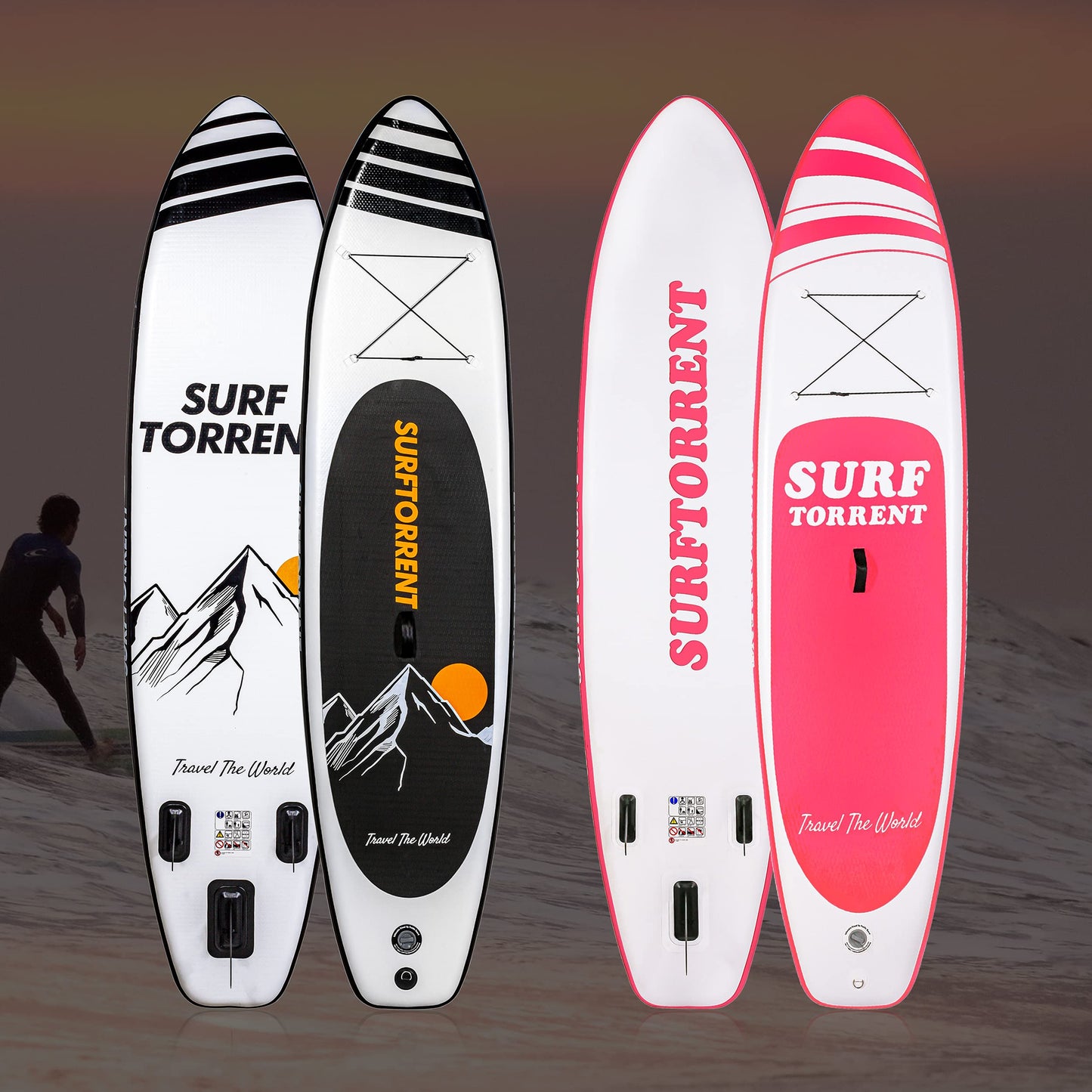 SURFTORRENT Inflatable Paddle Board with Durable SUP Accessories&Carry Bag,Stand Up Paddle Board, Non-Slip EVA Deck for Adults/Beginner of All Skill.