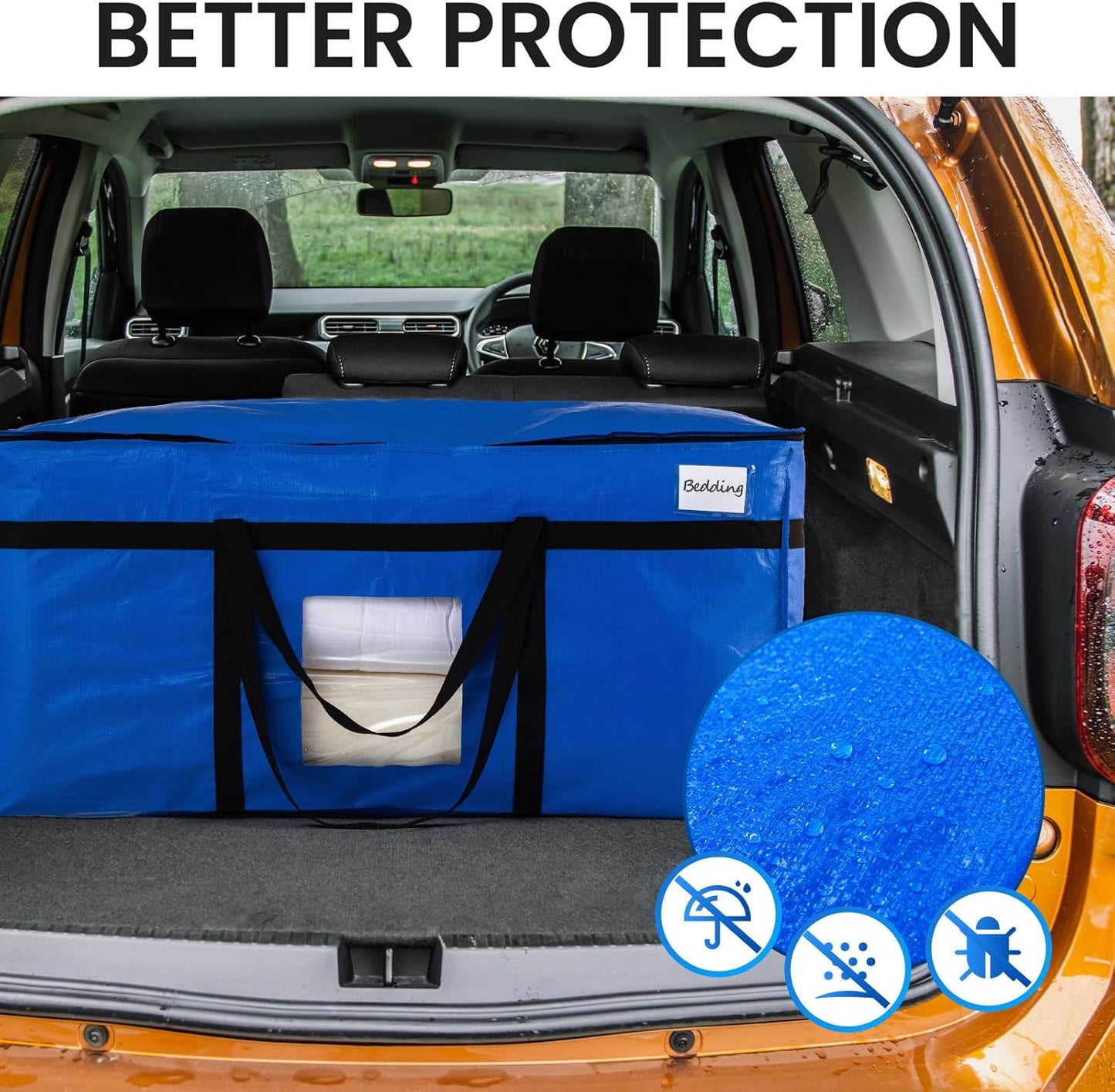 TAILI Extra Large 69 Gallon Storage Bags - Heavy Duty Blue Moving Totes with Visible Window | 2 Pack