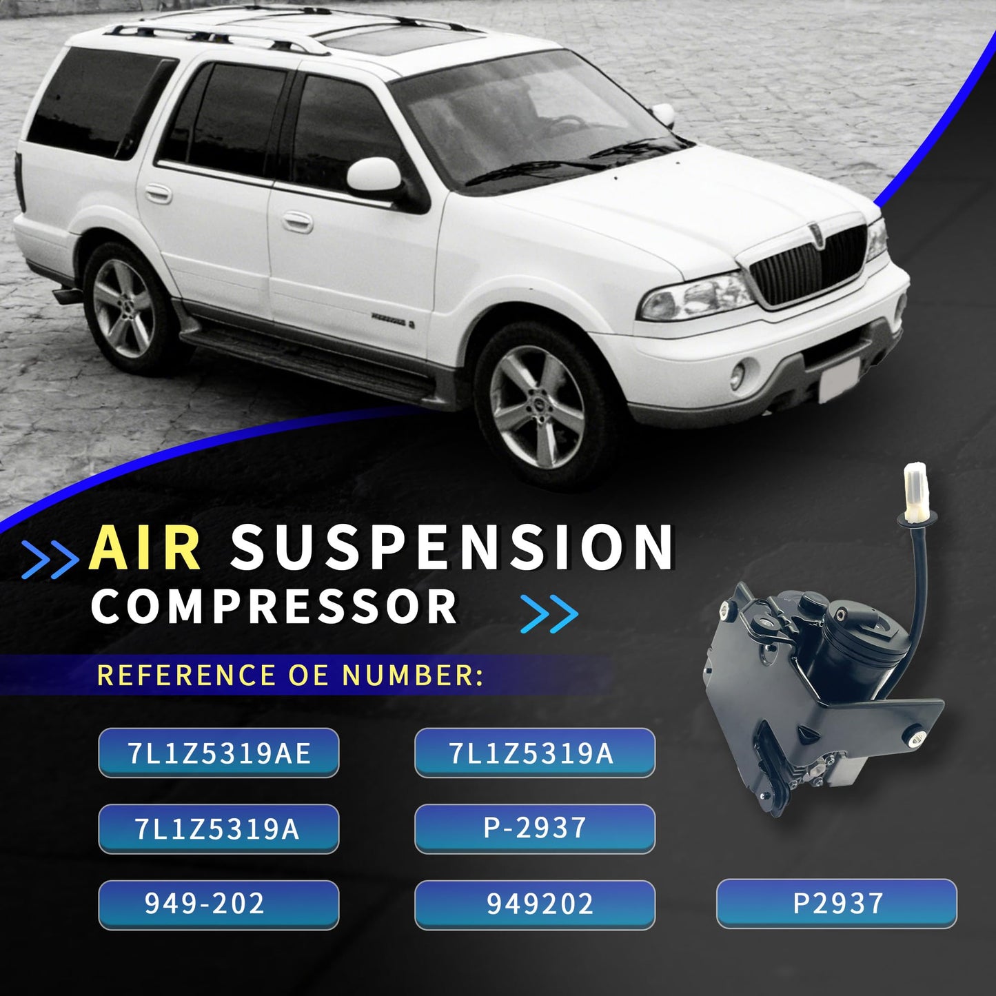 Air Suspension Compressor Pump Compatible with Ford Expendition & Lincoln Navigator 2007-2018 OE# 7L1Z5319AE, 7L1Z5319A, 949-202