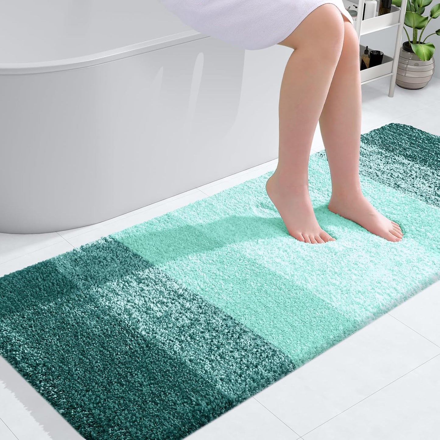 OLANLY Large Bathroom Rug Mat - Extra Soft Microfiber, Quick Dry & Washable - 44x32, Blackish Green