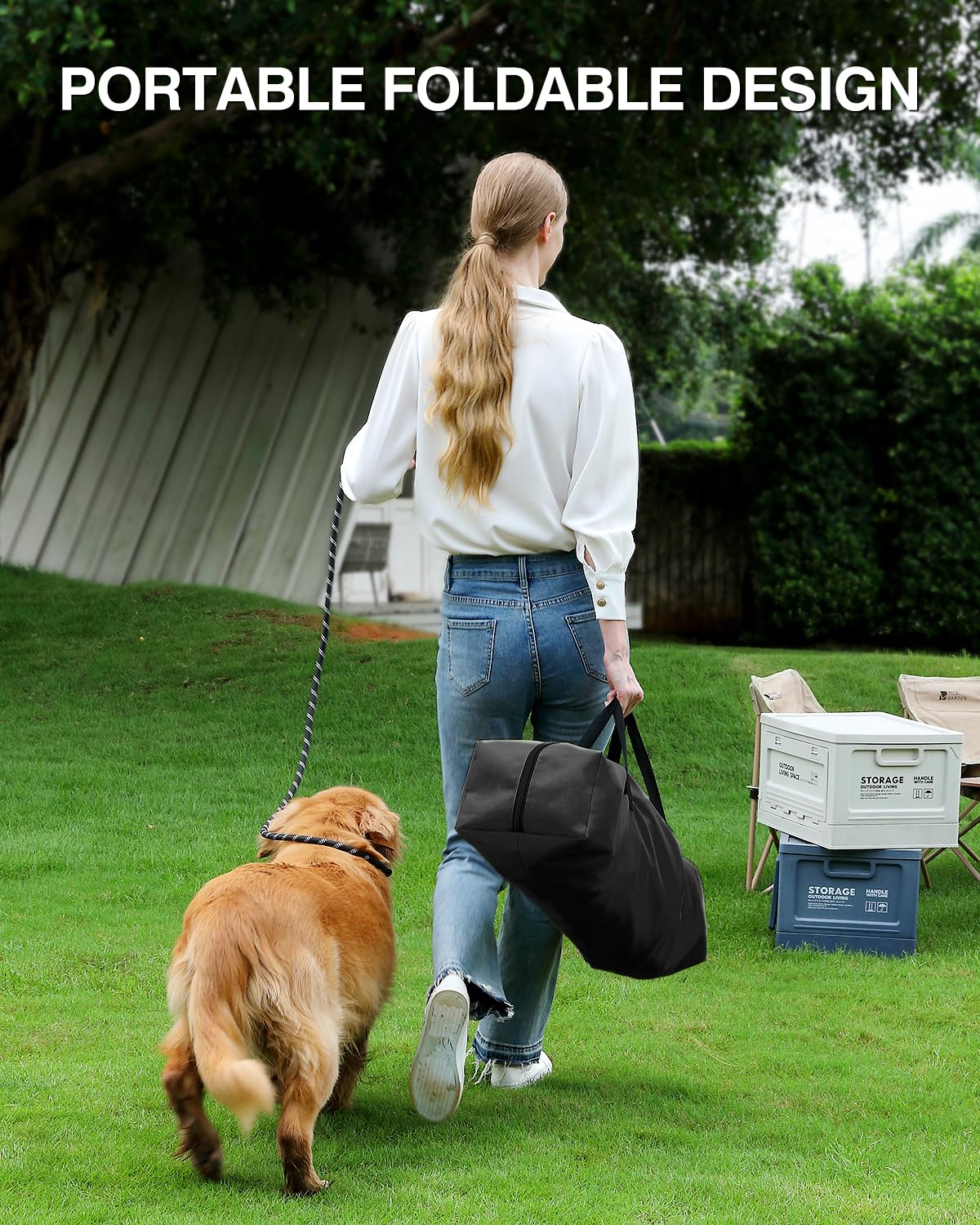 Veraste 33" L x 25" W x 25" H Collapsible Travel Dog Crate, Portable Soft Dog Kennel for Medium Large Dogs up to 60 lbs, 4-Door Foldable Travel Crate with Durable Mesh & Storage Bag, Black