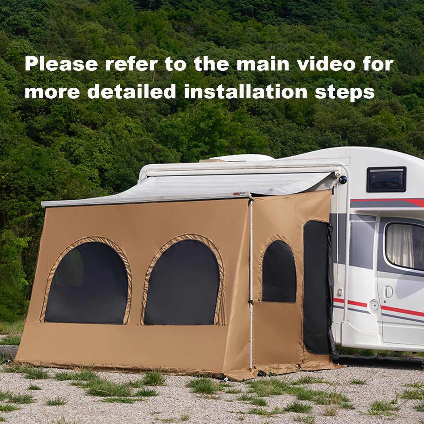 RV Awning Screen, Camper Awning Screen Room for Travel Trailer, RV Awning Tent, Sun Shade Screen for Fiamma, Thule & Dometic Awnings, Polyester Fabric, Sunproof, Windproof, Waterproof, 11.48 ft