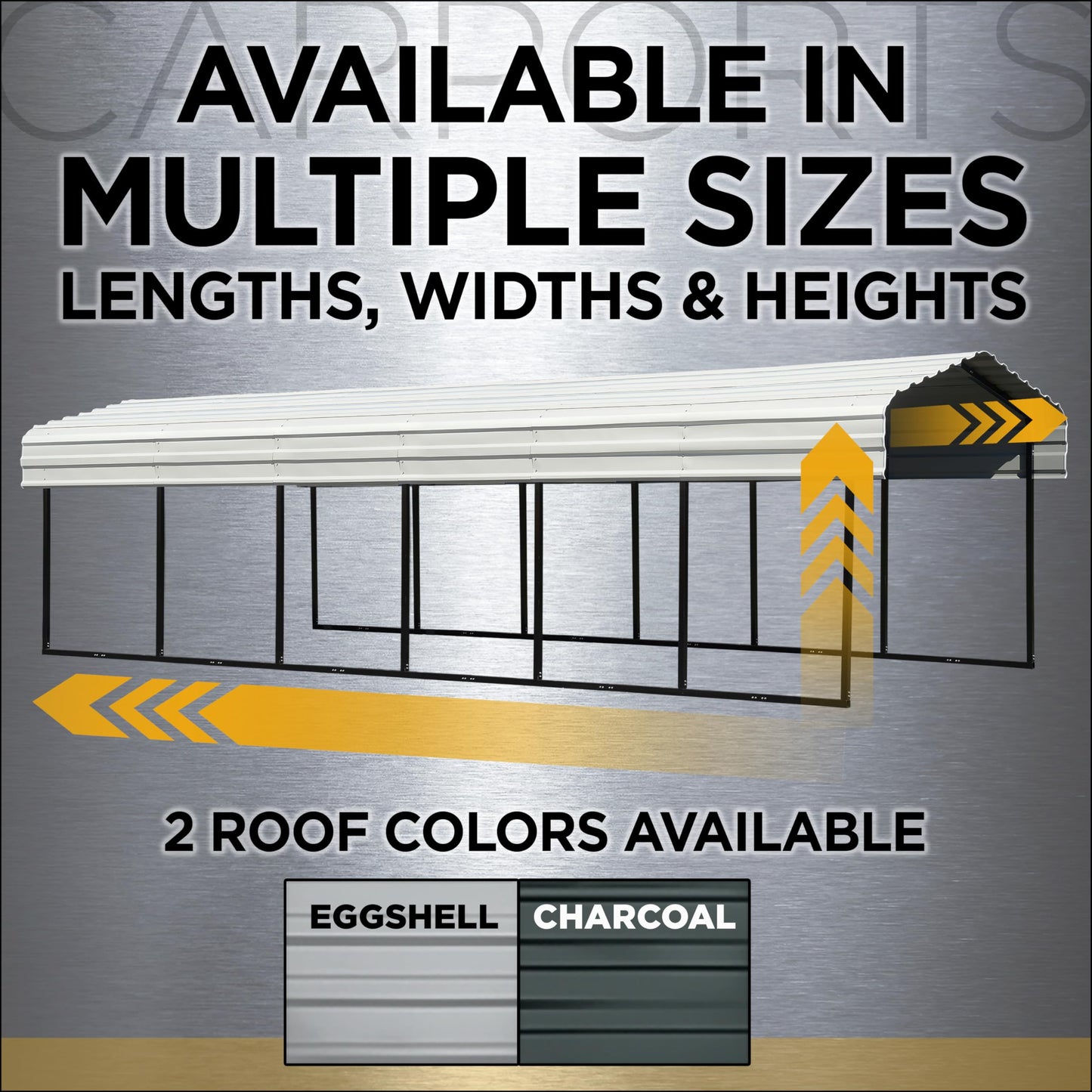 Arrow Carports Galvanized Steel Carport, Double Car Metal Carport Kit, 20' x 24' x 9', Charcoal