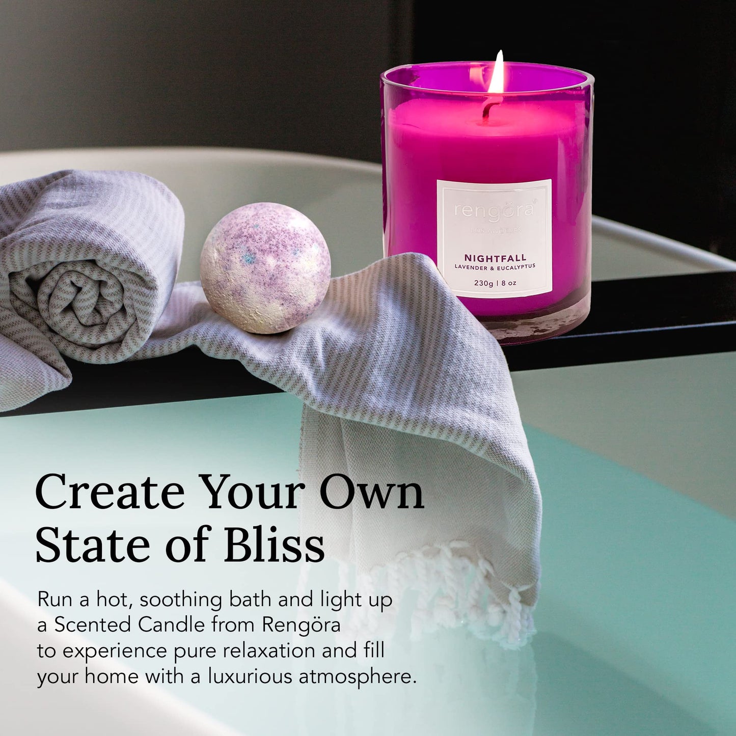 Lavender & Eucalyptus Scented Candle – 8oz Soy Wax, Clean Burning, Long‑Lasting Magenta Glass Jar, Aromatherapy Gift for Women