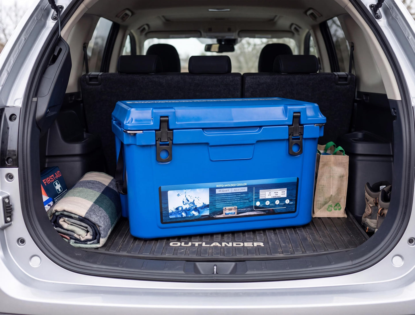 45qt Camping Cooler, Extra-Thick Insulation Keeps Ice Up to 7 Days, Portable Ice Chest Box with Strap & Handle for Food, Drink, Beverage, Beach, Camping, Picnic, Fishing, Boat, Blue