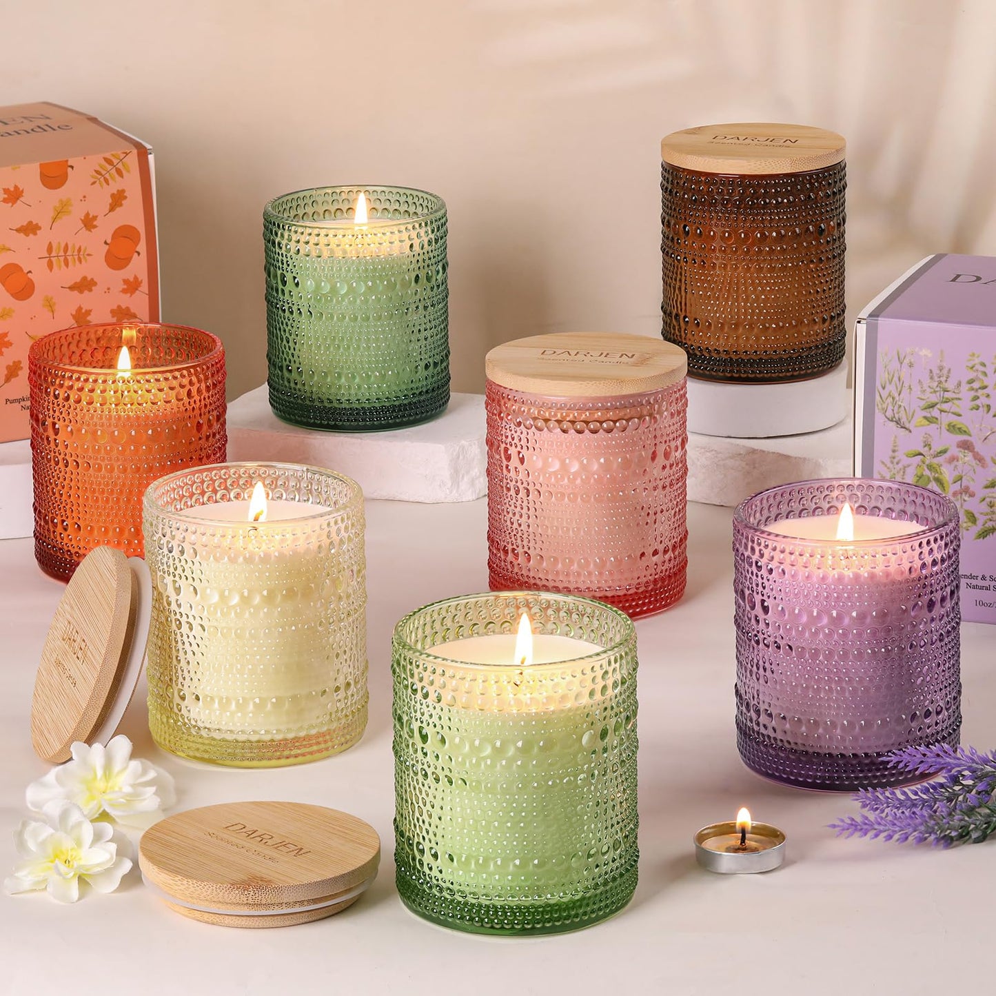 DARJEN Pine& Fir Candles for Home- 10oz 68H Natural Soy Wax Aromatherapy Jar Candle with Strong Scent, Decorative Aesthetic Candles for Odor Elimination, Living Room, Kitchen, Luxury Gift