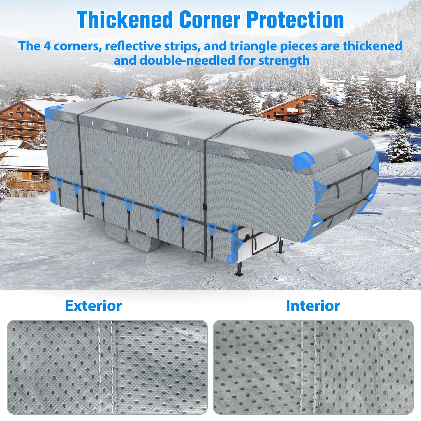 Mofeez 5th Wheel RV Cover 29-33ft, 7 Layers Top Extra-Thick Fifth Wheel Cover, Waterproof Windproof Anti-UV Rip-Stop Toy Hauler Camper Cover with 3Pcs Extra Straps, 6 Gutter Covers & 4 Tire Covers