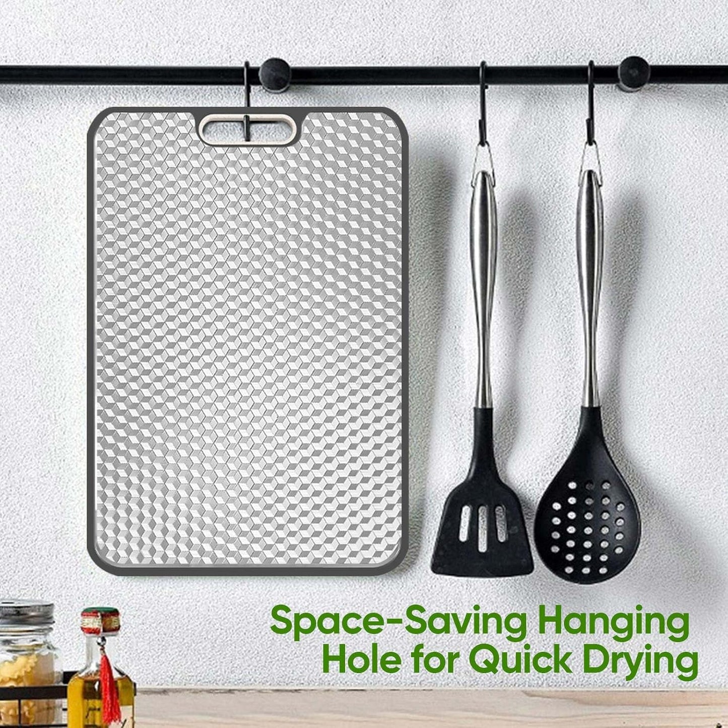 Titanium Cutting Board - Double-Sided Medical-Grade Design | Large Chopping Board with Juice Groove for Meat, Vegetables & Fruits
