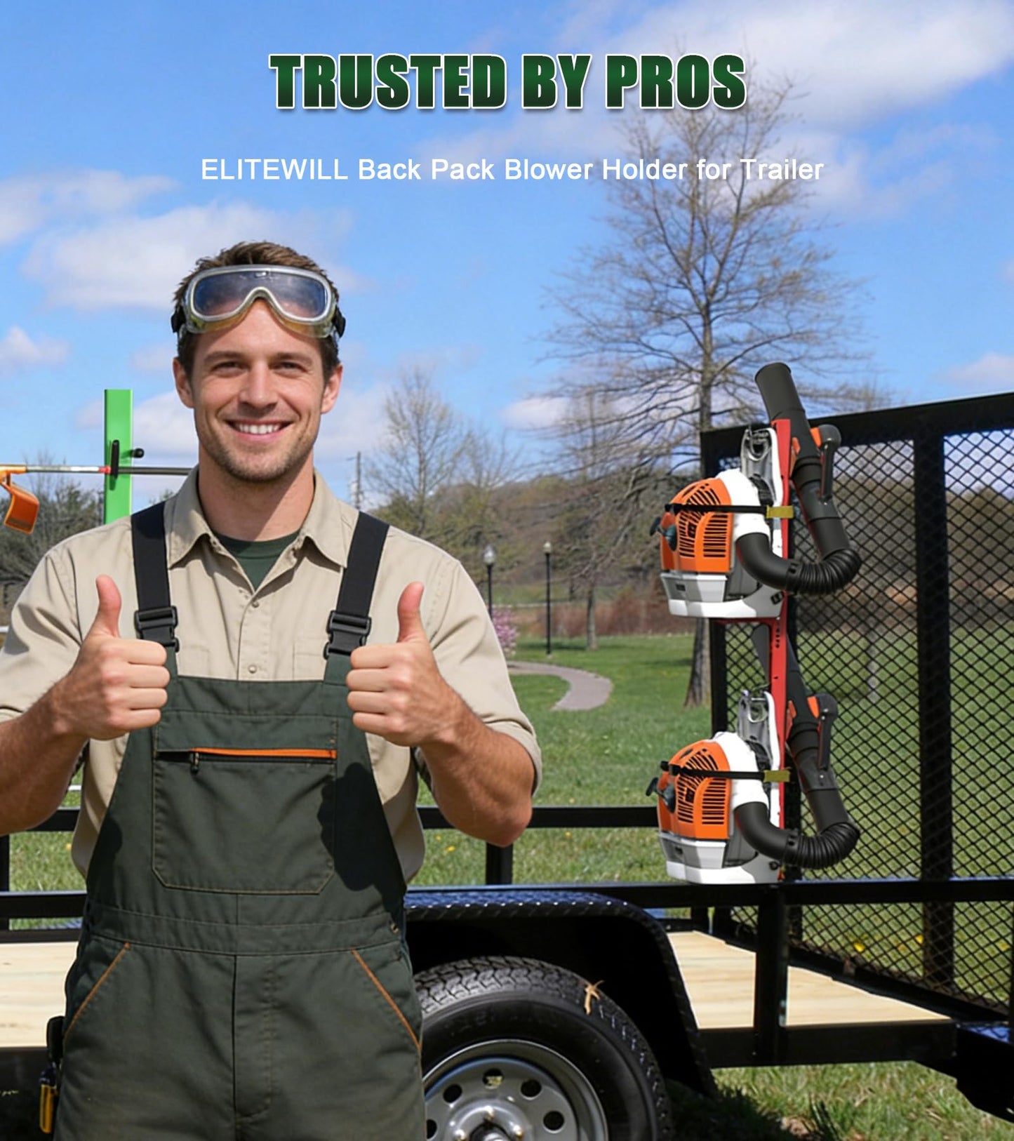 ELITEWILL 3 Place Weedeater Rack and 2 Place Backpack Blower Rack for Open Trailer
