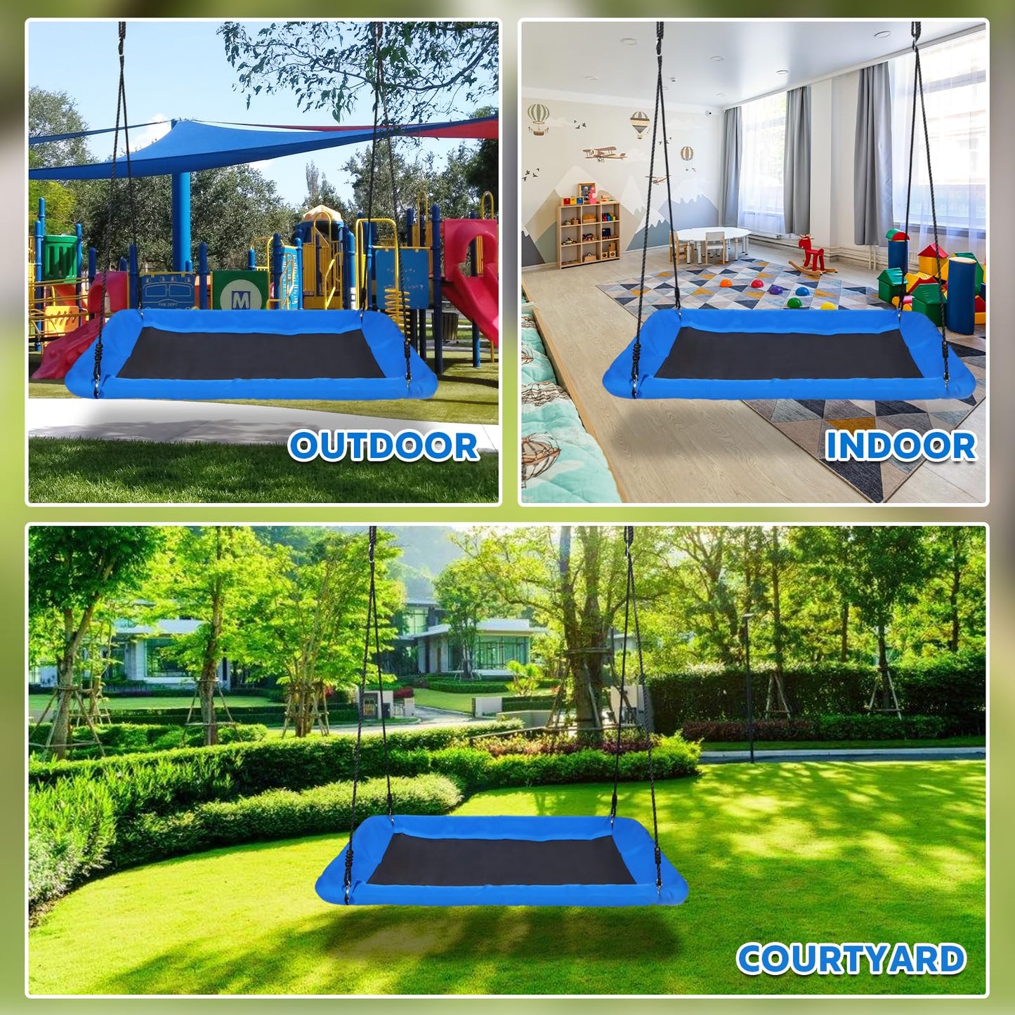 800lbs 60" Giant Platform Tree Swing for Kids and Adults,Tree Swings for Kids Outdoor, Kids Swing, Outdoor Swing for Kids with Comfy Mat and Steel Frame