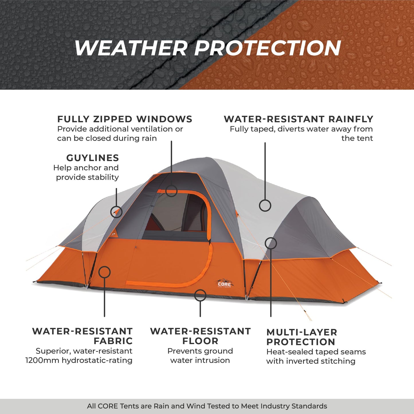 CORE 9 Person Extended Dome Tent - 16' x 9'