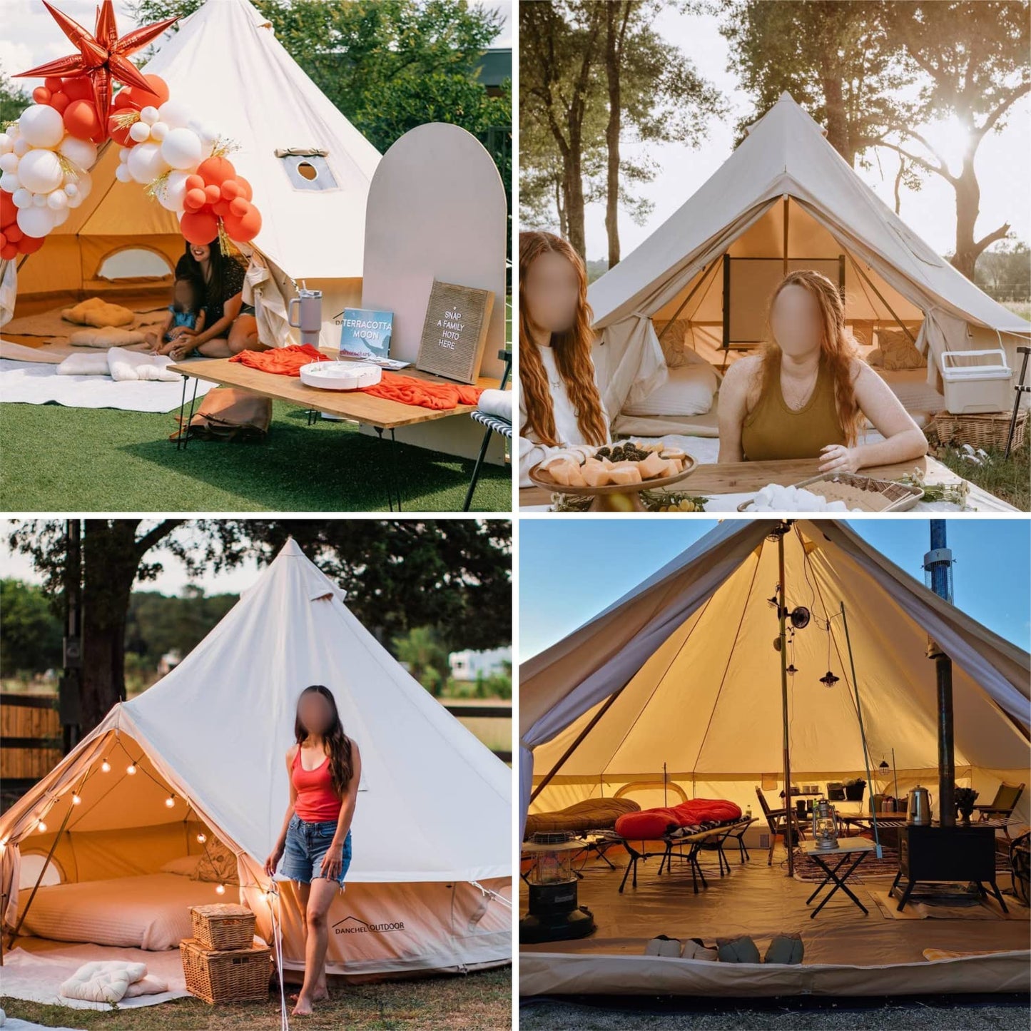 DANCHEL OUTDOOR B5PRO 4 Season Canvas Tent with Stove Jack Camping, Waterproof Bell Tent with AC Port Yurt All Year Living, Luxury Glamping for 6 Person Hunting Party,16.4ft/5m