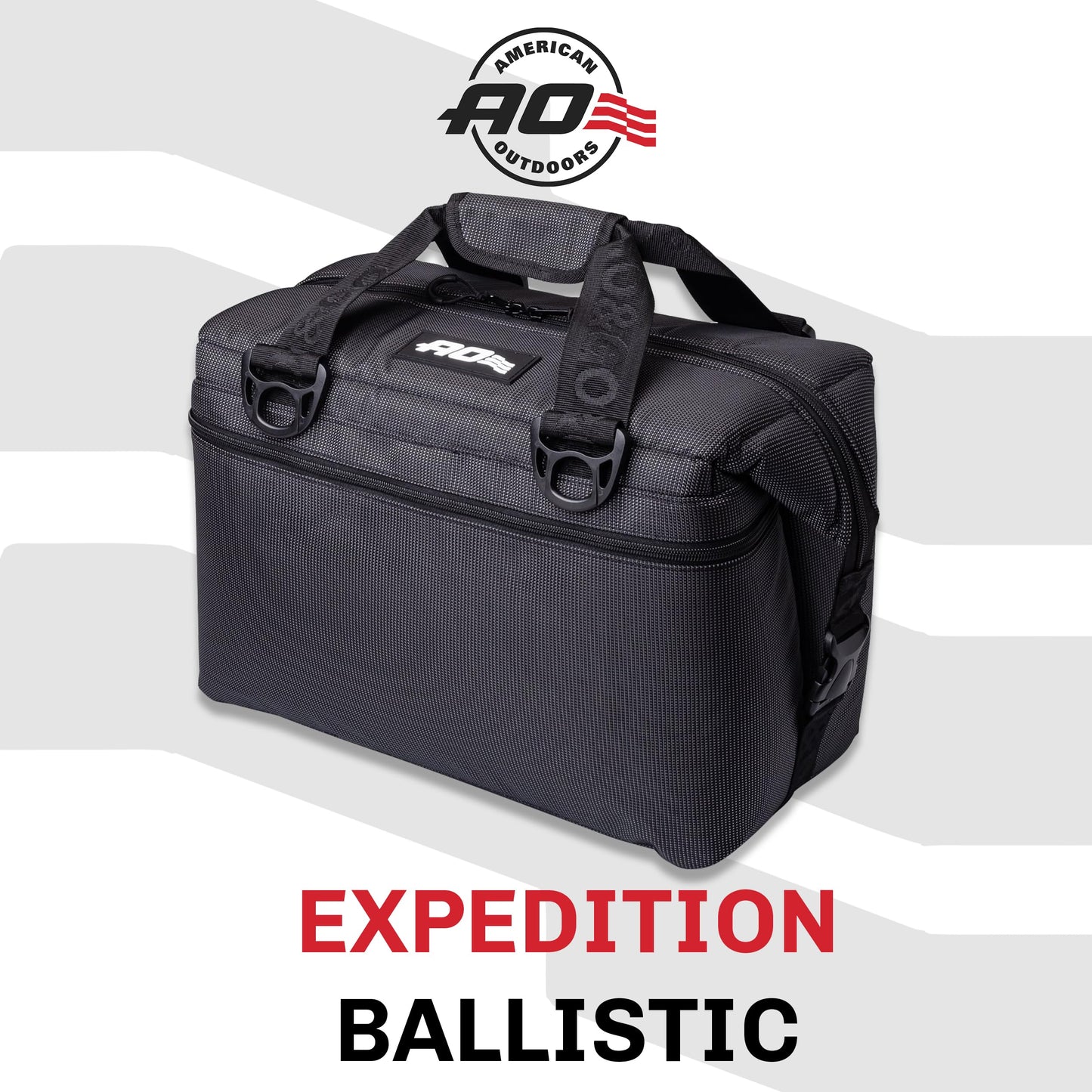 AO Coolers Expedition Ballistic Soft Cooler, Insulated, Leak Proof, and Abrasion Resistant, 24-Can, Black/Charcoal