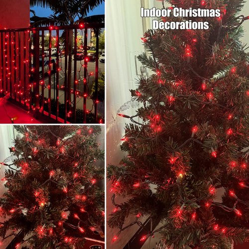 HISHINY Christmas Lights 100 Count Red Christmas Tree String Lights with White Wire for Outdoor Indoor Christmas Decorations Wedding Decorations Valentines Day Decor,UL Certified (21feet)